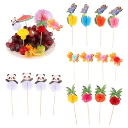 50Pc Panda Butterfly Rose Paper Umbrella Cocktail Parasols Drink Fruit Cake Topper Birthday Party DIY Dessert Drink Pick