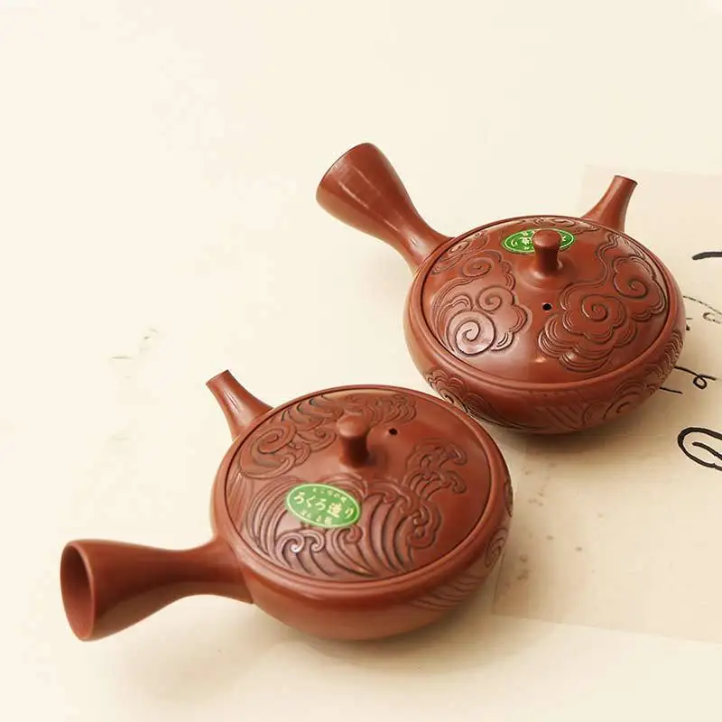 Japan Imported Changsha Burning Side Handle Teapot Yulong Kiln Meiyuan Erlang Made Cinnabar Sand HAILANG Grain Urgent Pot