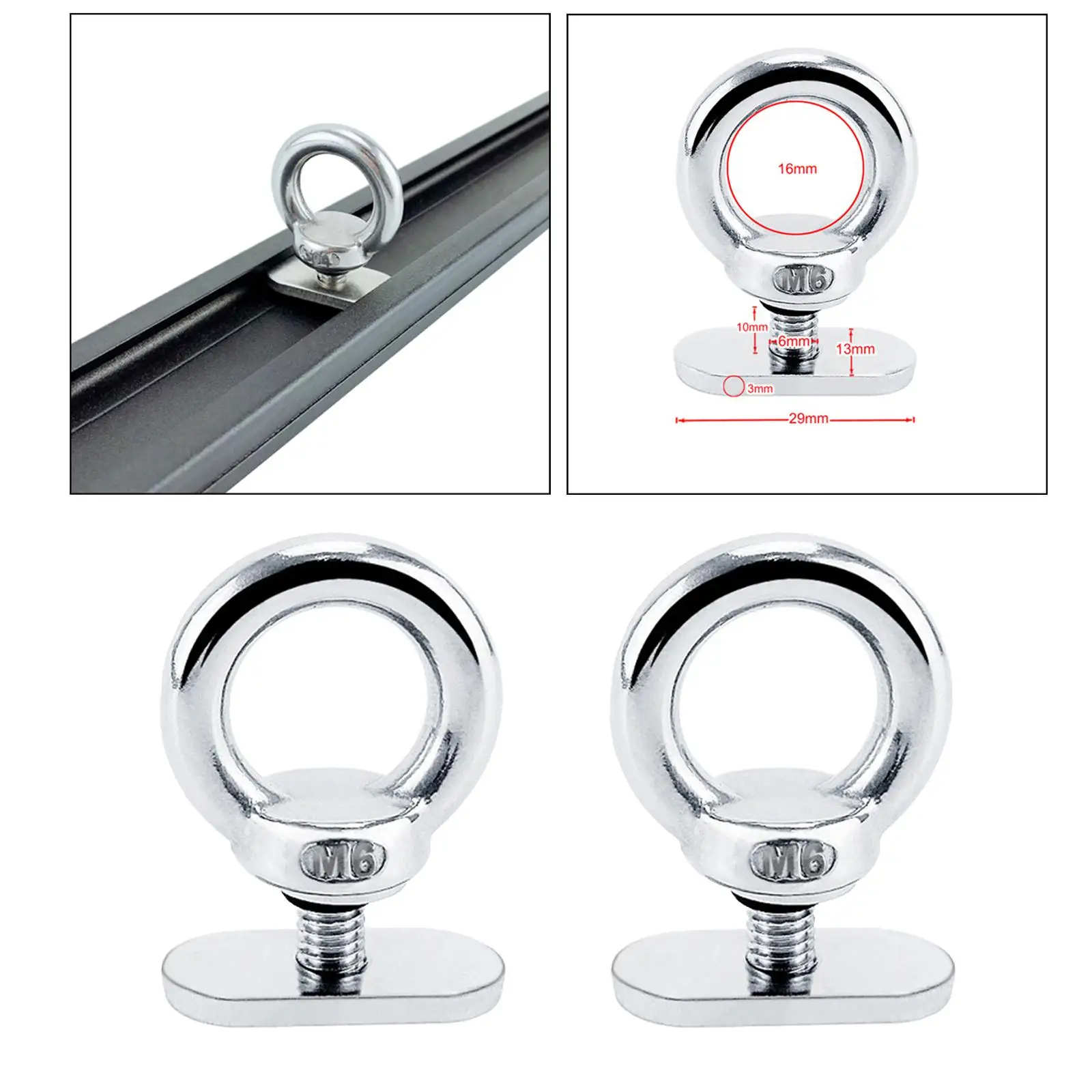 Set of 2 Kayak Track Mount Tie Down Eyelet High Strength Anti-rust for Bungee