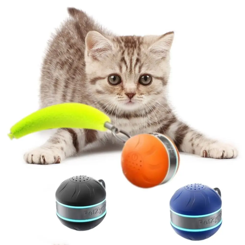 

USB Rechargeable Interactive Cat Toy Ball Bite Resistant Anti-Depression Cat Interactive Ball Rotating with Tail
