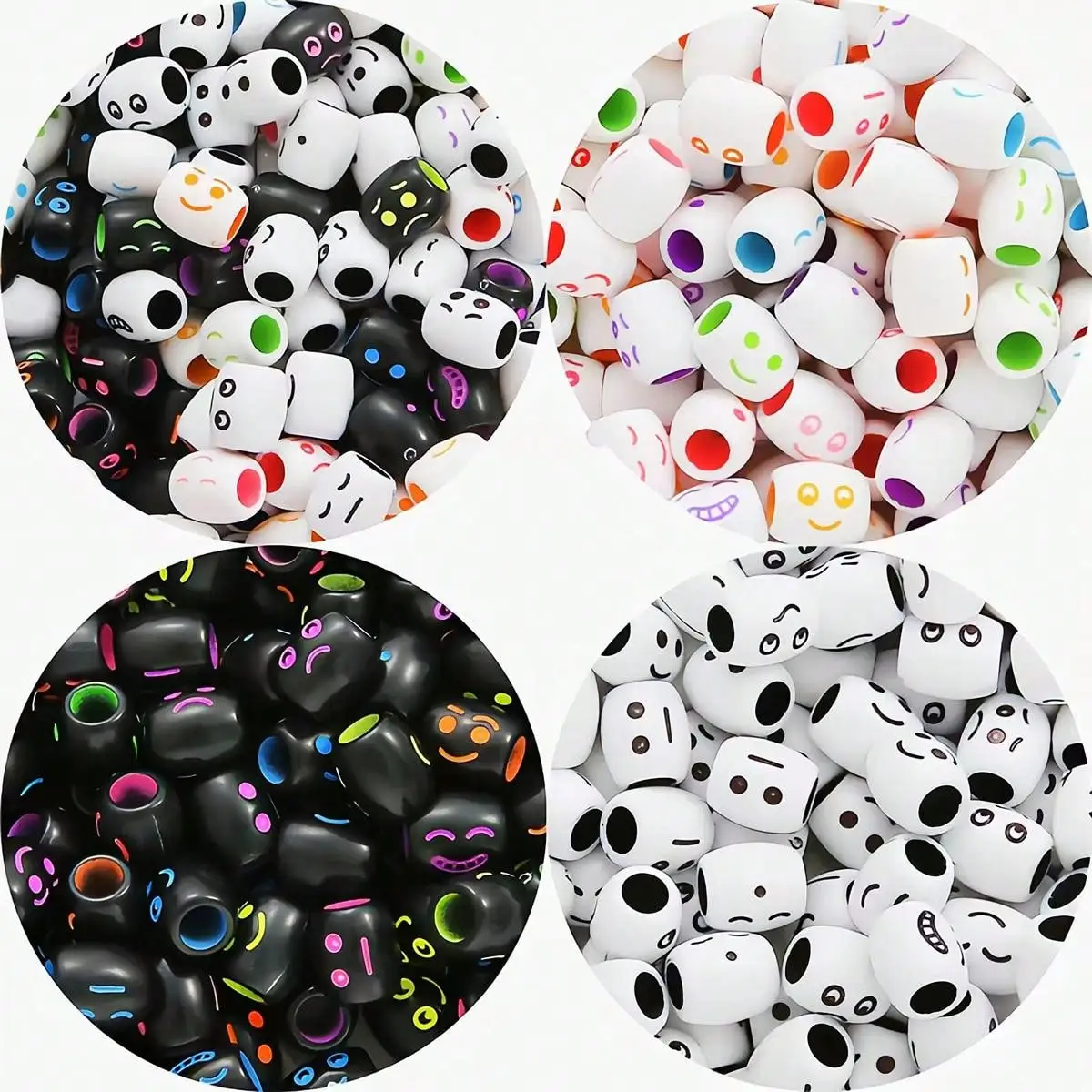 

30pcs Fashion style acrylic large hole expression bucket beads cylindrical dreadlocks hair beads making DIY hair accessories