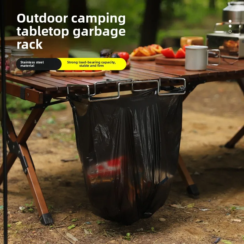 Suporte para Sacos de Lixo em Aço Inoxidável, Suporte Dobrável para Camping, Rack Portátil para Sacos de Lixo para Piqueniques ao Ar Livre, Churrascos e Camping