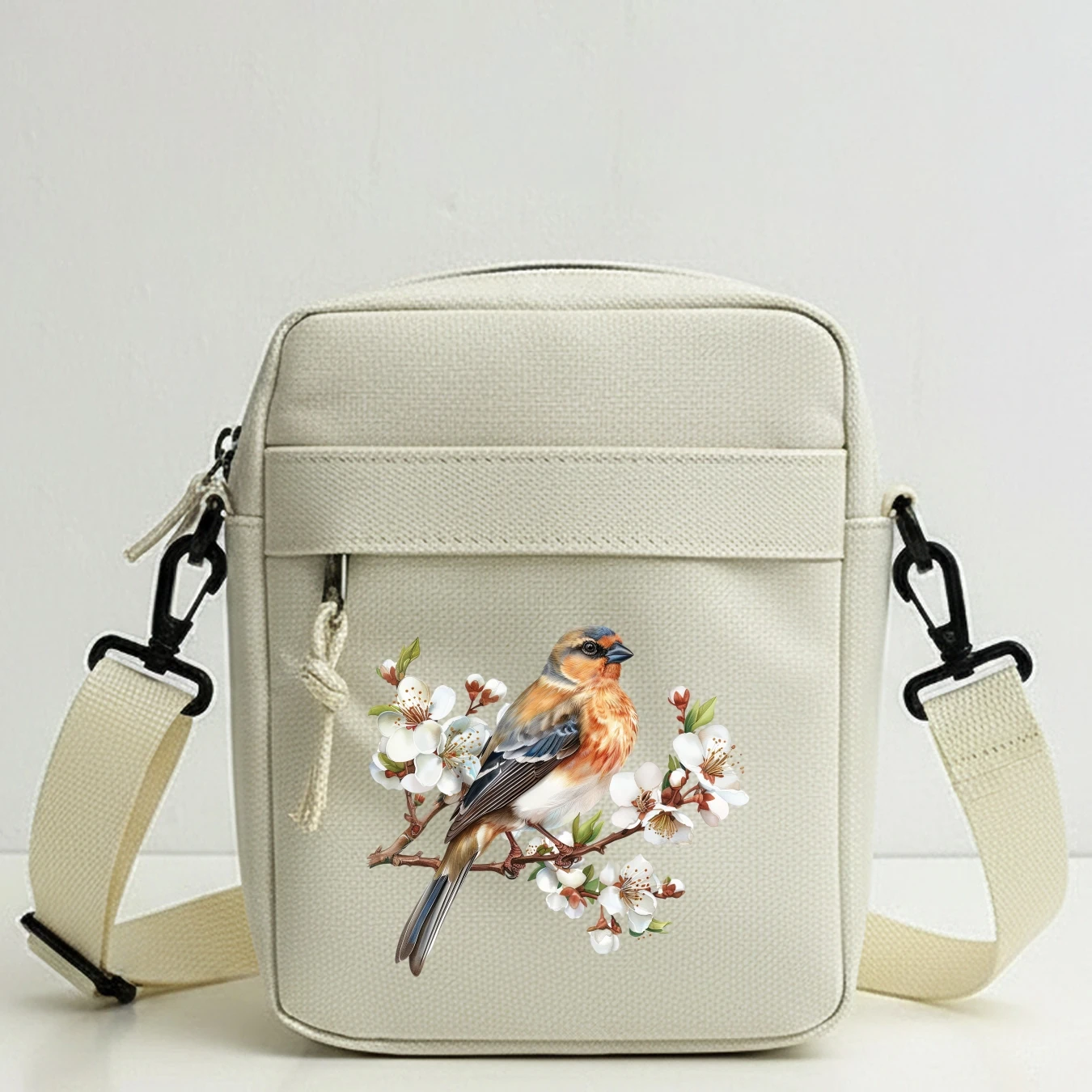 Chic Watercolor Flower Bird Pattern Mini Shoulder Bag, Adjustable Strap Backpack for Travel, School, Work, Shopping, Party Use
