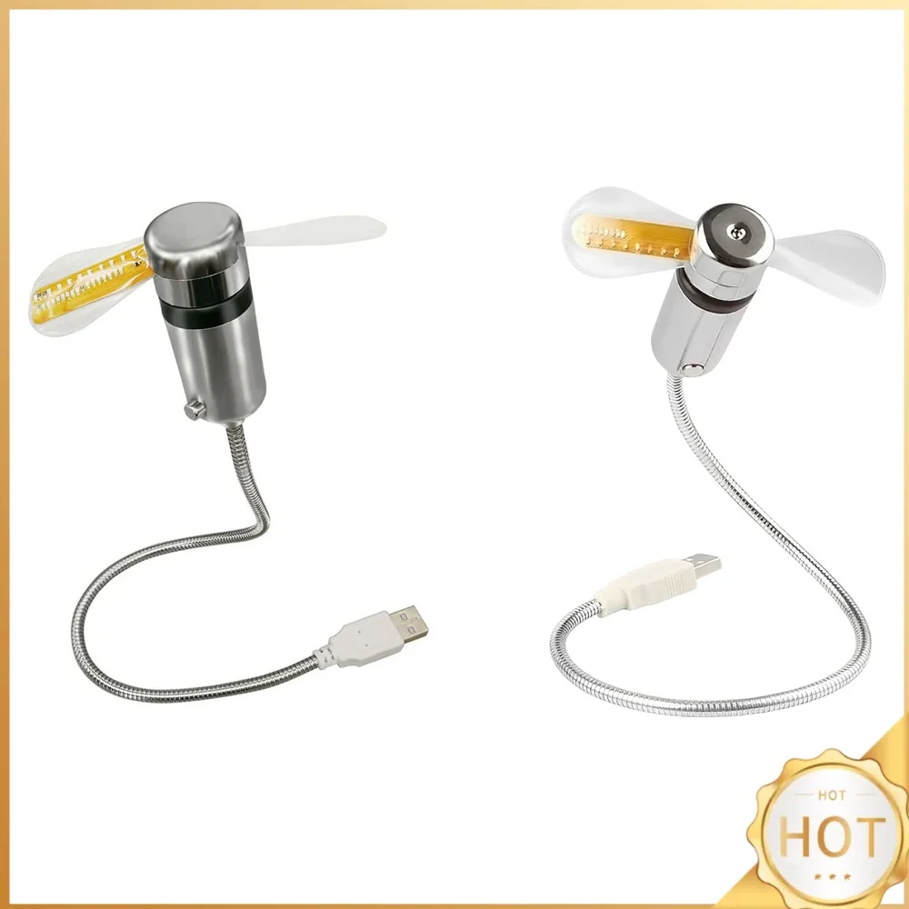 Portable Flexible Cooling Fans Temperature Display Function Portable Clock Fan Mini USB Cooling Fan for Office Home & Travel