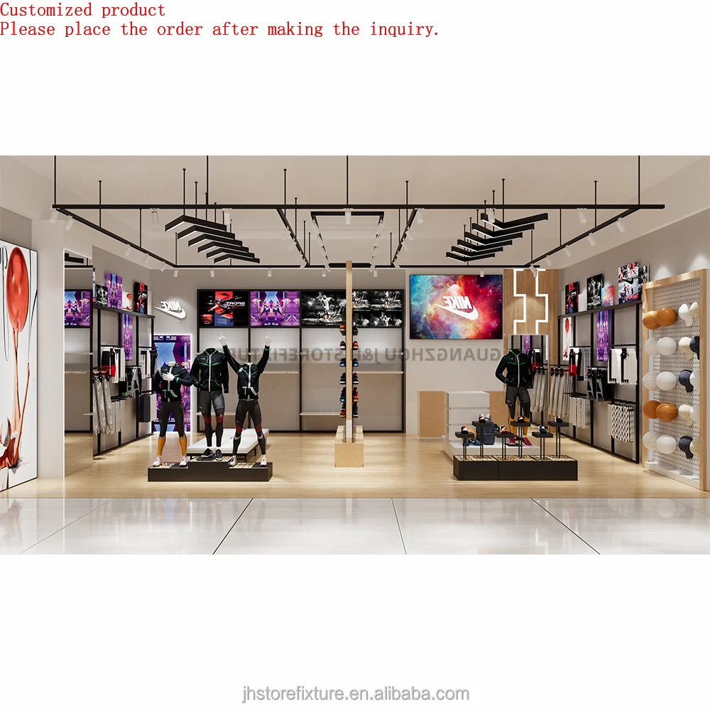 

Sports Equipment Garment Shop Wall Mounted Interior Decoration Furniture Display Modern Design Ideas