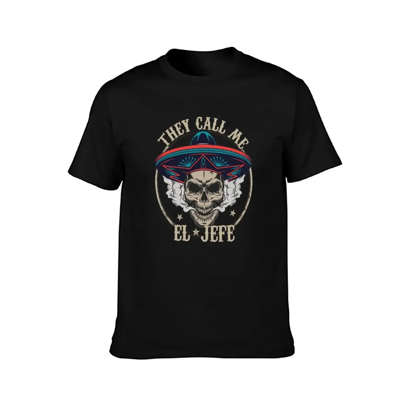 THEY CALL ME EL JEFE, Sugar Skull Day of the Dead T-Shirt Plus Size Summer Casual T-Shirt(4XL 5XL 6XL No Shipping)