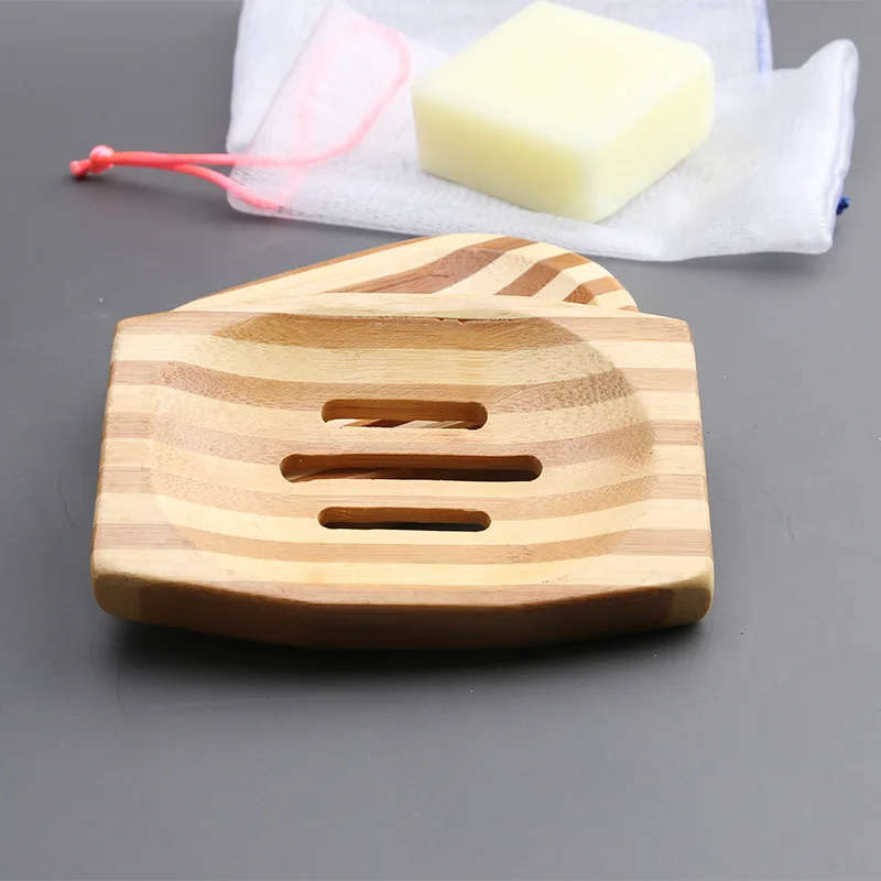 50pcs Natural Bamboo Soap Dishes Creative Japanese Style Soap Box Striped Soap Holder Wholesale