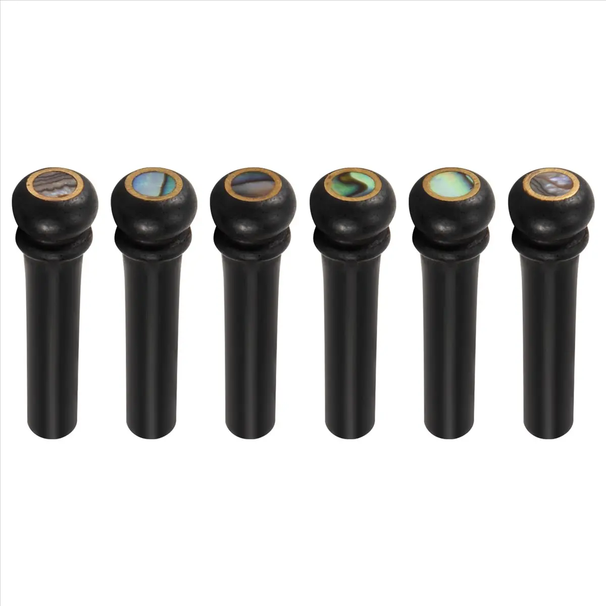 Y493A HOT  6Pcs Black Ebony Shell Guitar Bridge Bone Pins Set with Green Abalone Dot For Acoustic Guitar Accessories