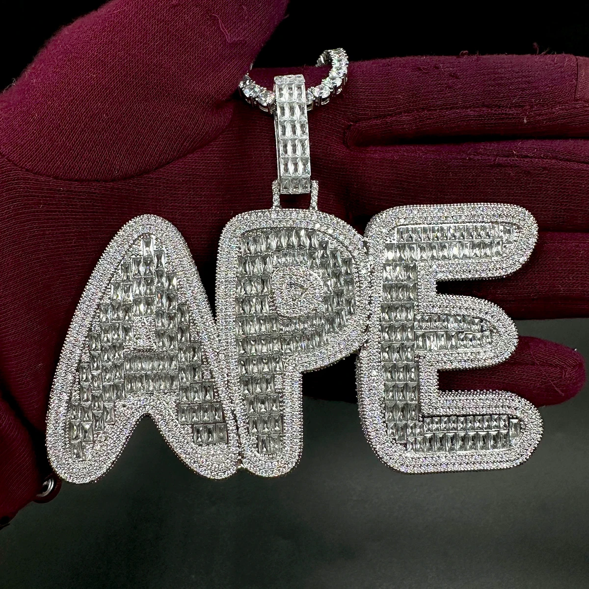 Aokaishen Custom Name Pendant Men Hip Hop Necklace Iced Out Zircon Personalized Silver Color Chain Charms Luxulry Jewelry