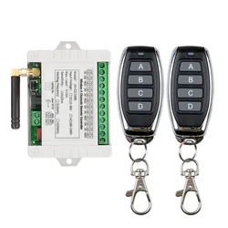 DC 12V 24V 36V 433MHz Smart Multiple 4 Channel Wireless 10A Relay RF Remote Control Switch Receiver + 4CH Metal Transmitter