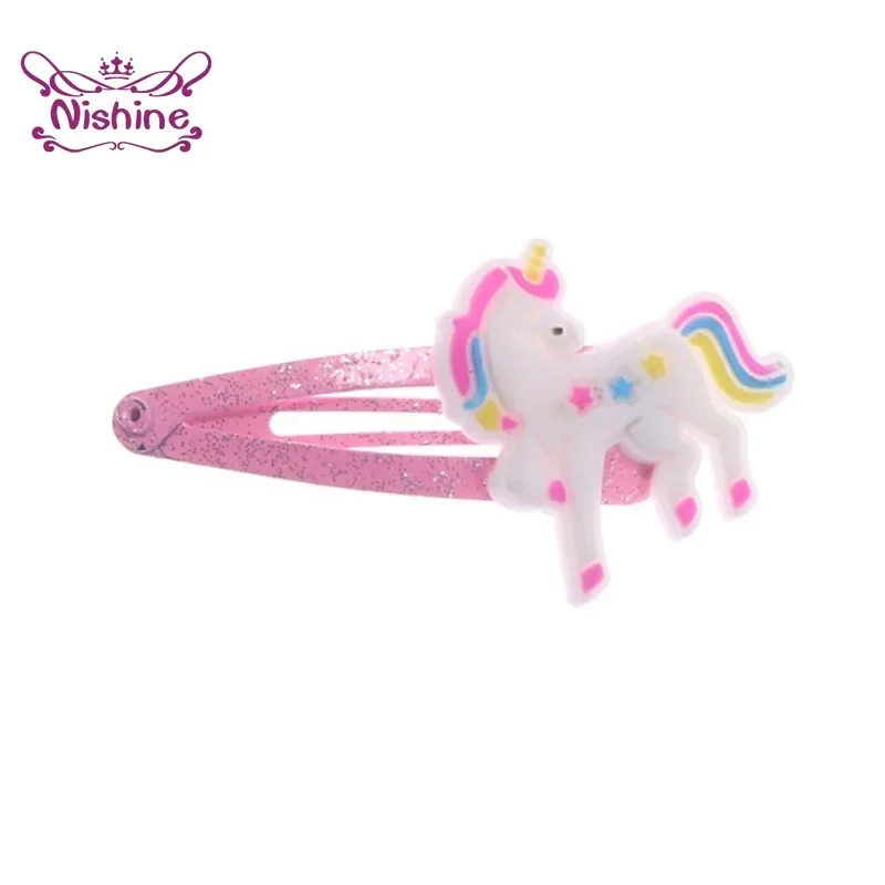 Nishine-Pinzas para el pelo de unicornio para niña, horquillas de animales de dibujos animados, accesorios para el cabello, regalos, 10 unidades por