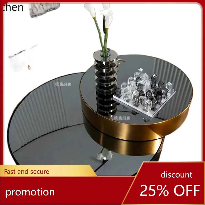 

HT living room Internet celebrity design modern minimalist tempered glass tea table combination home