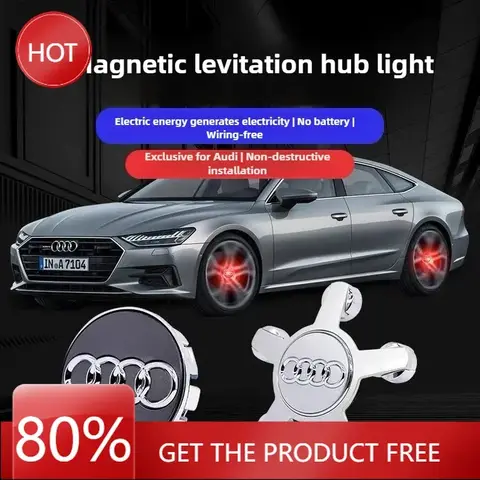 2025 핫 4개 아우디 60mm 69mm 허브 LED 라이트 캡 자동차 플로팅 조명 휠 센터 커버 캡 (아우디 A3 A4 A5 A6 A7 A8 Q7 용)