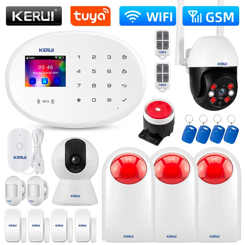 

KERUI W202 GSM WIFI Alarm System Kit Home Appliance Security Protection Tuya Smart APP Support Alexa with Motion Sensor Detector