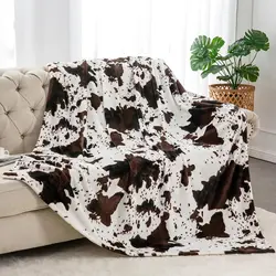 Cow pattern Blanket Flannel Blanke Bed Sofa Travel Camping Super Soft Cozy Plush Blanket Cheetah Print Blanket for All Seasons