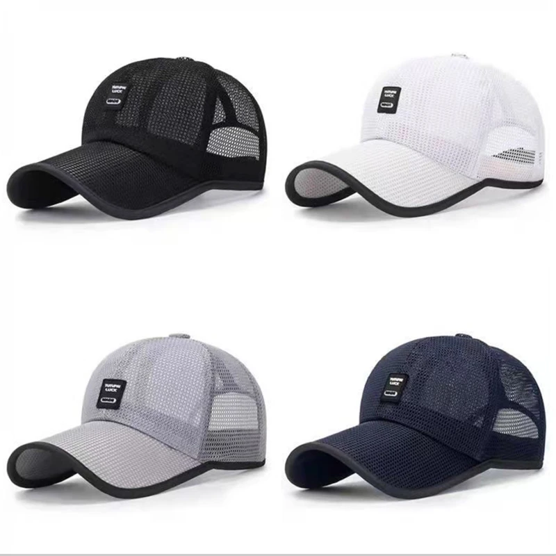 Summer Women Men Mesh Baseball Cap Solid Snapback Label Stick Sunhat Outdoor Breathable Hip Hop Baseball Hats Casquette