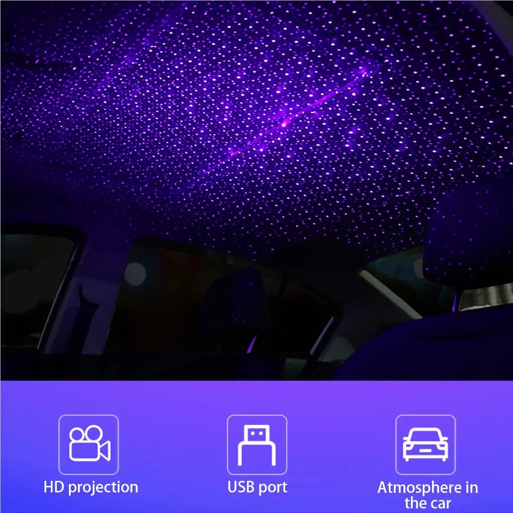 Car Roof Star Night Light 360 Degrees LED Display USB Powered Adjustable Bendable Night Projector Parties for Auto