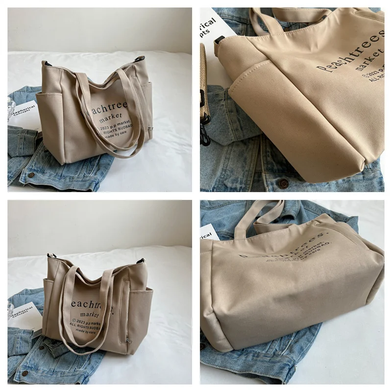 Women's Fashion Versatile Canvas Shoulder Bags Female Simplicity Handbags Large-capacity Commute Ladies Leisure Crossbody Bags