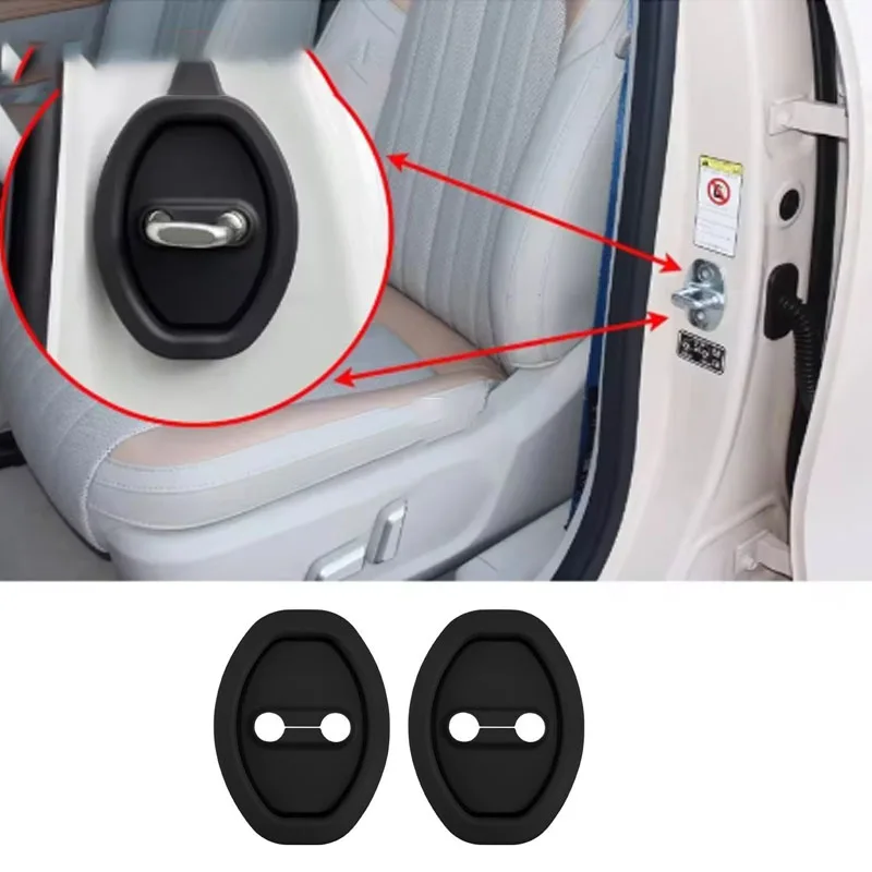 Universal Silicone Car Door Lock Buckle Protection Cover 2pcs Elastic Anti-Collision Shock Absorbing Pad Mute Buffering Cushion