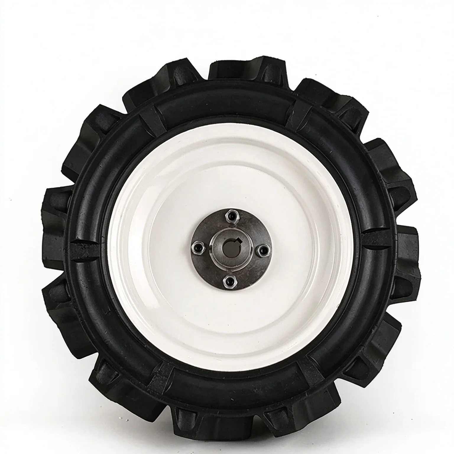 14 Inch Solid Off-Road Tire with Steel Rim, 17mm Bore Tubeless Agricultural Wheel for Lawn Mower Electric Cart