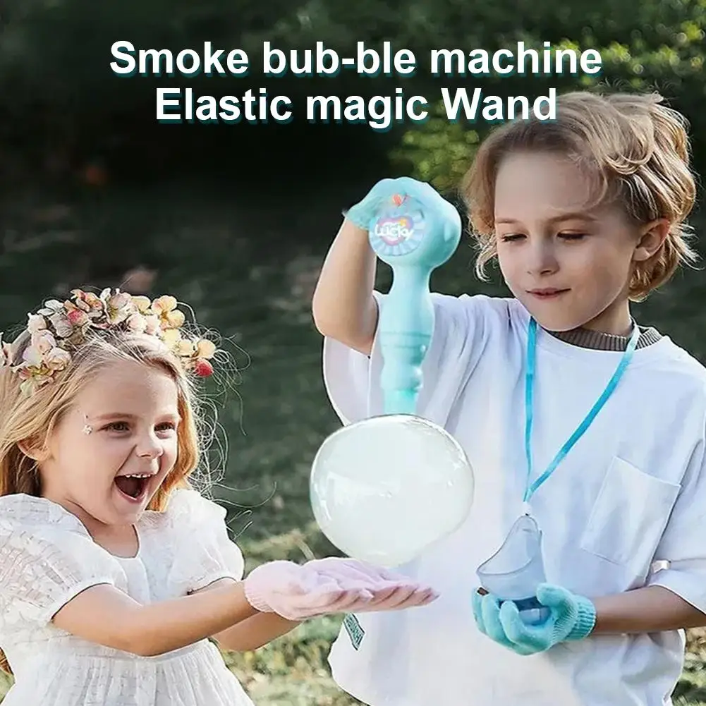 Smoke Bubble Machine Elastic Bubble Fog Wand with Magic Smoke Effect Portable Bubble Blower for Parties (Includes Water Bottles)