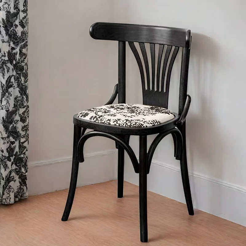 Nordic Solid Wood Dining Chair Retro Style High Backrest Bar Stool for Home/ Café/ Restaurant Durable