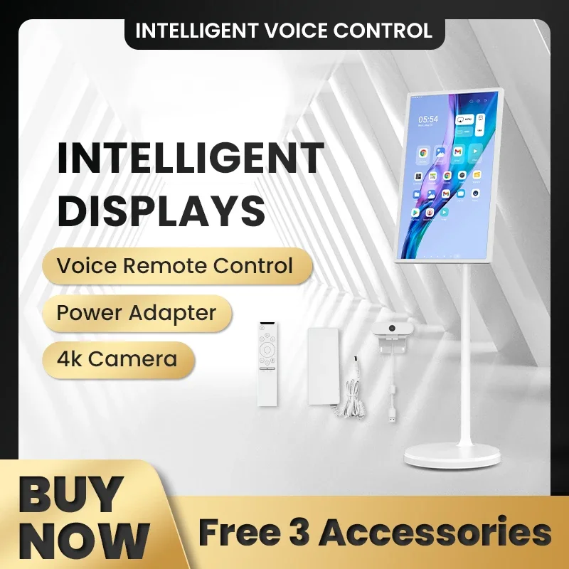 Mobile TV 32 inch Floor Standing Intelligent Touch Screen Android System/Home/8+128GB/AI Voice Remote Control Office use