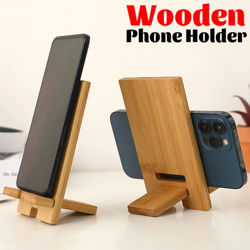 Desktop Wooden Phone Holder Cell Phone Stand Smartphone Charging Stand Lazy Cellphone Bracket Mobilephone Support Tablet Stand