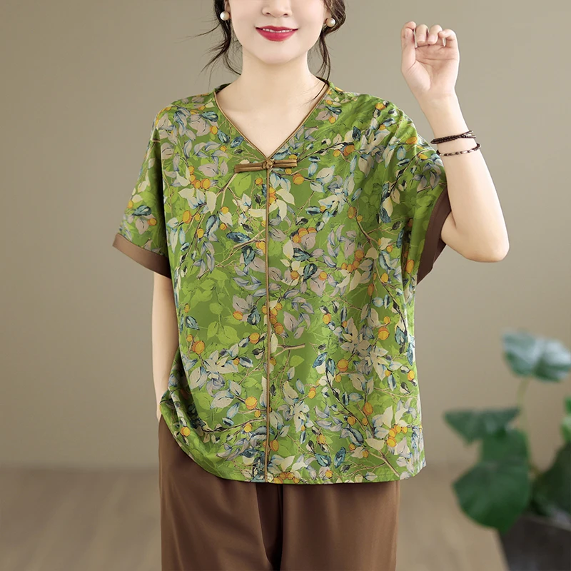 

plus Size Cotton Linen Set Casual Pants Top Two-Piece Women's Fashionable Summer New Arrival Mom's Clothing Ensemble