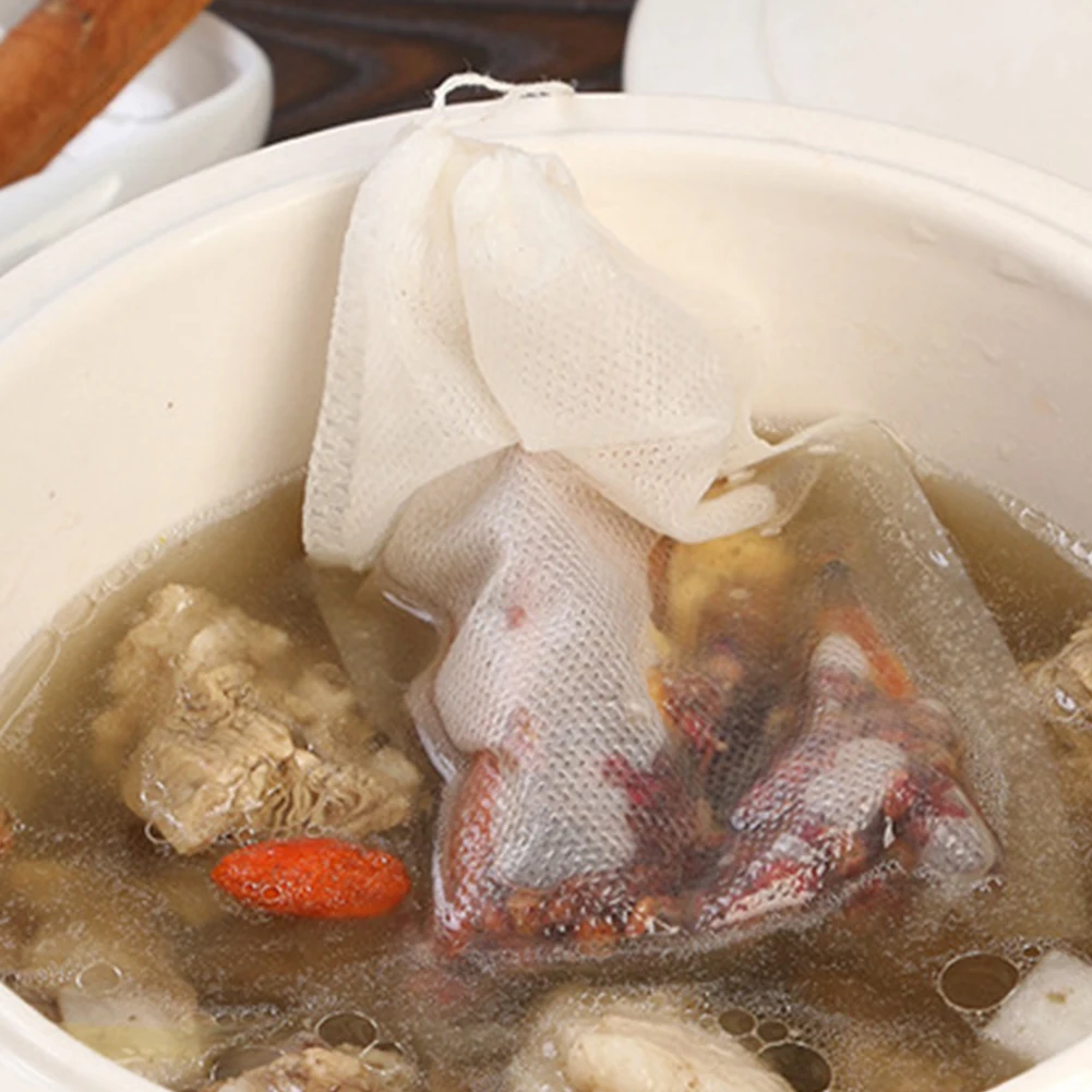 أكياس ناقع شاي قماشية غير منسوجة برباط ، كيس ناقع شاي فارغ ، أكياس أعشاب وتوابل للمطبخ ،