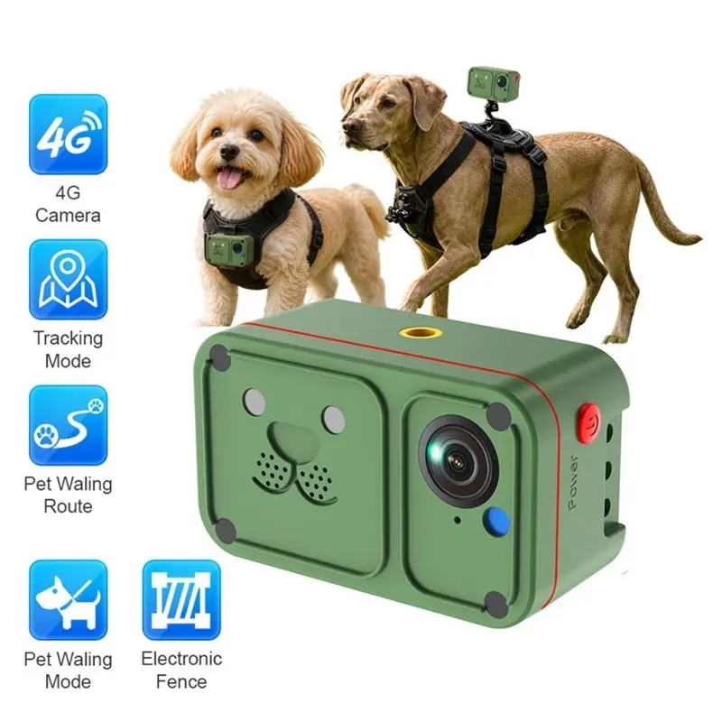 2MP 4G Pet POV Camera Outdoor Pet View Recorder GPS Module Enables Real-Time Video Location Tracking EU Version-Y47A