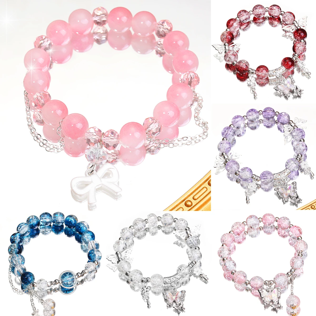 Sweet And Versatile Butterfly Beaded Bracelet Design Girls Hand Jewelry For Girlfriend High Value Girlfriends String Gift