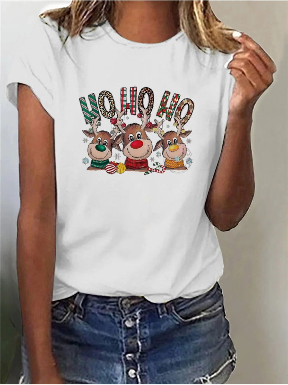 Free Shipping Christmas Women's Short-sleeved Cross-border Full Care and Half Care, Approved By AliExpress Amazon TikTok Shrimp