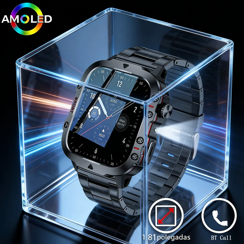 

New Military Smart Watch Men IP68 5ATM Outdoor Sports Fitness Tracker Health Monitor 1.81" BT Call Smartwatch For Holiday Gifts