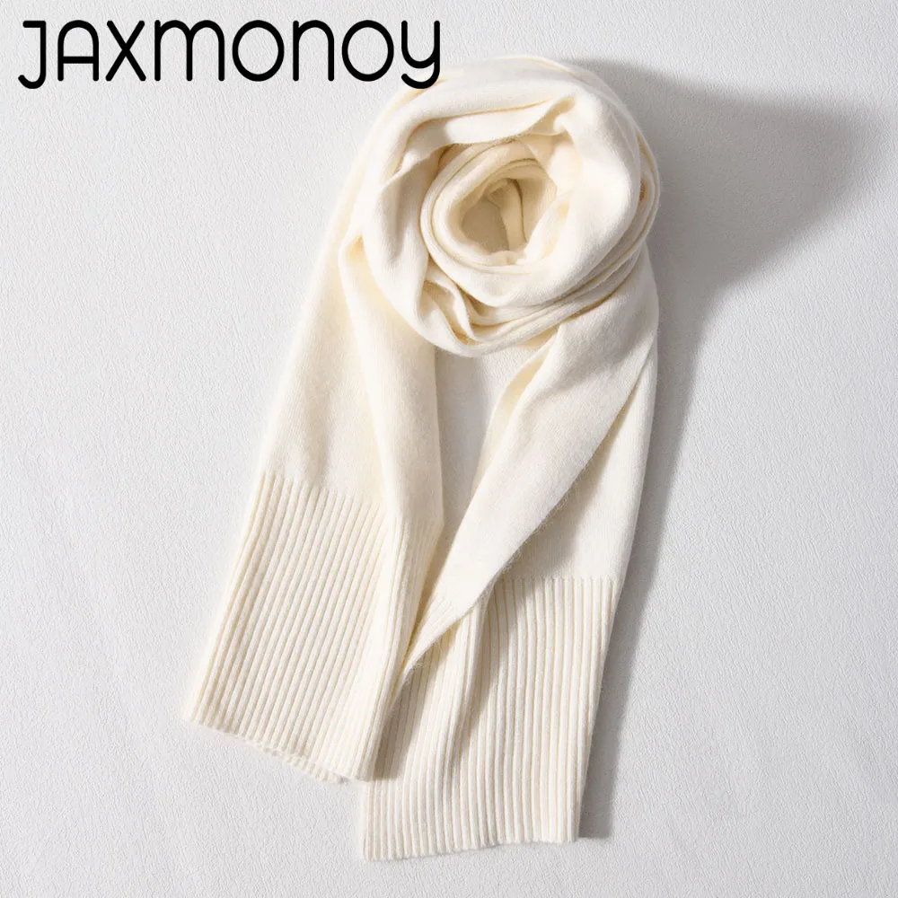 Jxwatcher Women's Scarf Winter Warm High Quality Cashmere Muffler Fashion Wool Knitted Scarves for Ladies Solid Color Female New