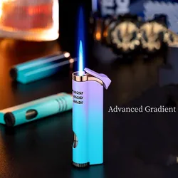 Creative Windproof Butane Gas Lighter Visible Gas Window Direct Blue Flame Cigar Lighter Portable Smoking Accessories Gadgets