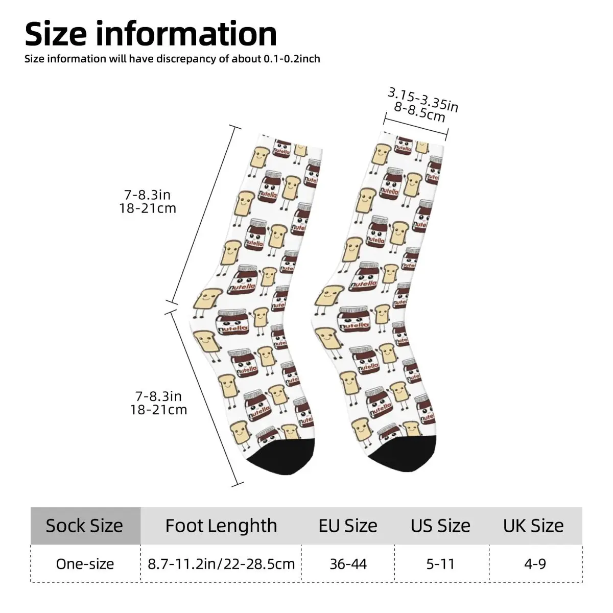 Nutella And Bread Stockings Italian Graphic Funny Socks Winter Non Slip Socks Men's Outdoor Sports Quality Socks