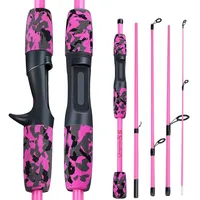 Cañas de pescar Sougayilang de 5 secciones, caña de pescar de fibra de carbono ultraligera de 1,7 m para viajes, Pesca de agua dulce