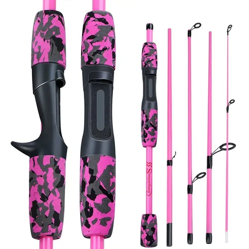 Imagen 1 del producto Cañas de pescar Sougayilang de 5 secciones, caña de pescar de fibra de carbono ultraligera de 1,7 m para viajes, Pesca de agua dulce