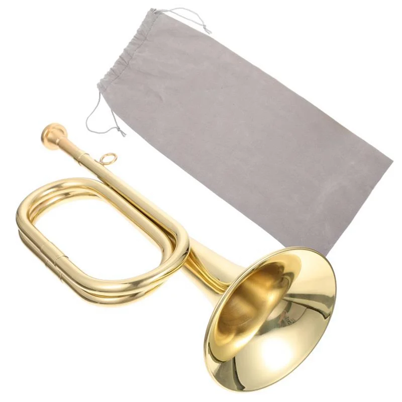 ABJM-Small Trumpet Bugle Brass Golden Horn Simple Beginner Wind Instrument For School Band Child Student