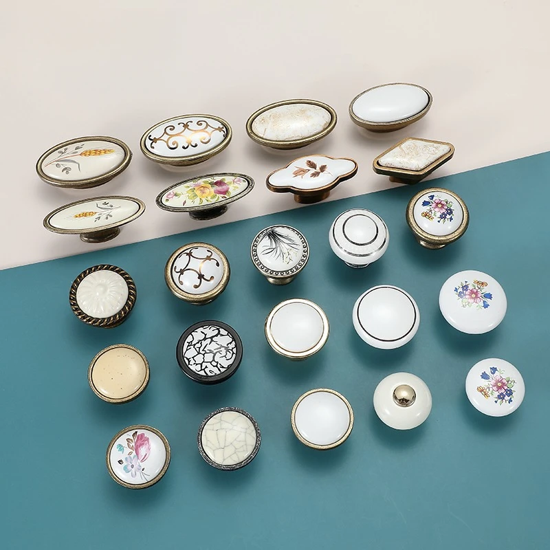 Modern Minimalist White Round Ceramic Single‑Hole Cabinet Knob New European‑Style Pull Handle Drawer Wardrobe