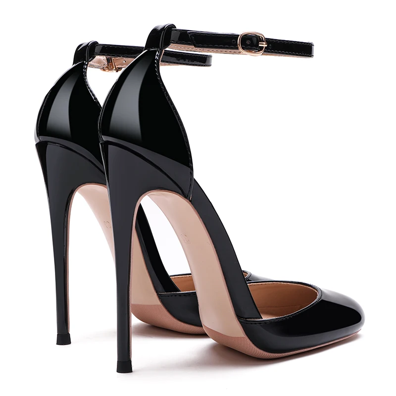 NoEnName_Null12cm Black professional high heels, women's slim heels, pointed toe, sexy summer new sole, one line with toe sandal