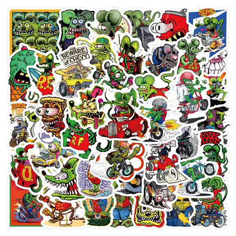 60pcs Rat Fink Graffiti Stickers Cute Cartoon Funny Graffiti Decals for Phone Notebook Suitcase