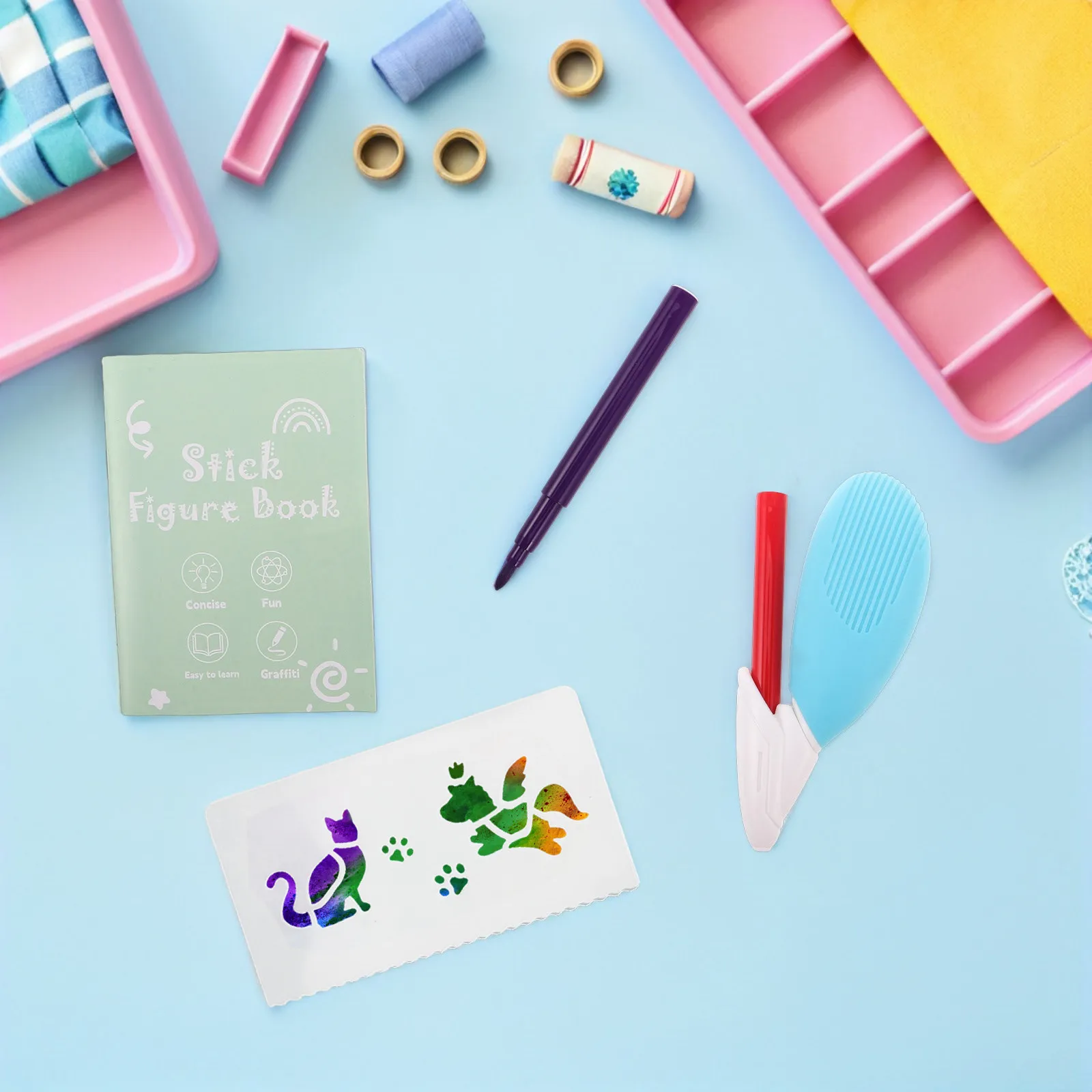 

Набор аэрографических маркеров для детей, 12 цветов, смываемые акварельные спрей-маркеры, трафареты, портативный набор для творчества и рисования