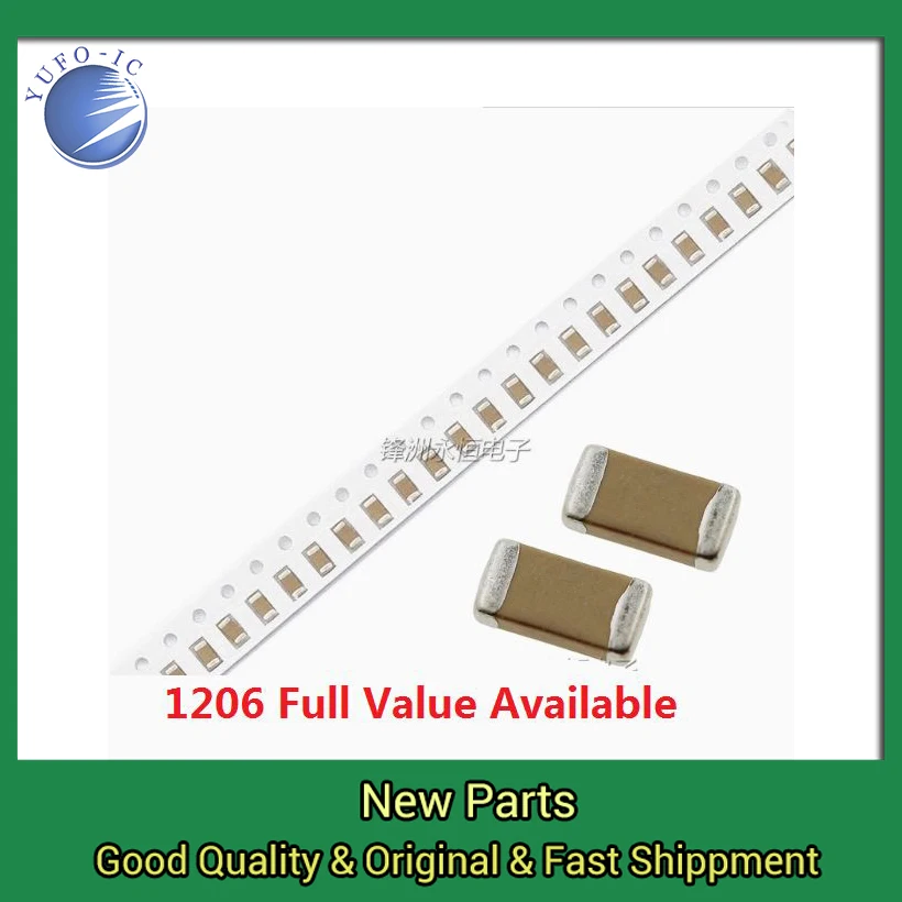 100PCS 334 474 105 225 475 K/M/Z 0.33UF 0.47UF KIT Capacitance 1206 Capacitor 330NF 470NF 1UF 2.2UF 4.7UF 50V
