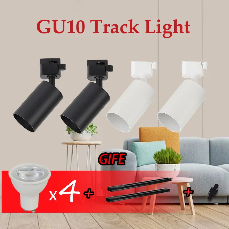 track spot light com lampada led lampadas de teto iluminacao track para casa sala de estar e loja 5w rails superficie montada gu10 05 m 01