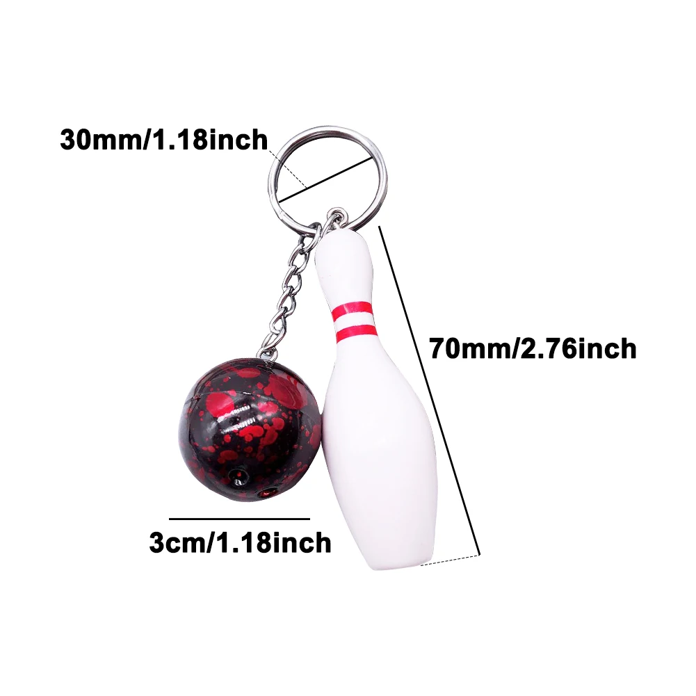 8pcs Bowling Keychain PVC Key Pendant Bag Mini Simulation Bowling Party Metal Key Ring Sports Enthusiasts Birthday Gift Keyring