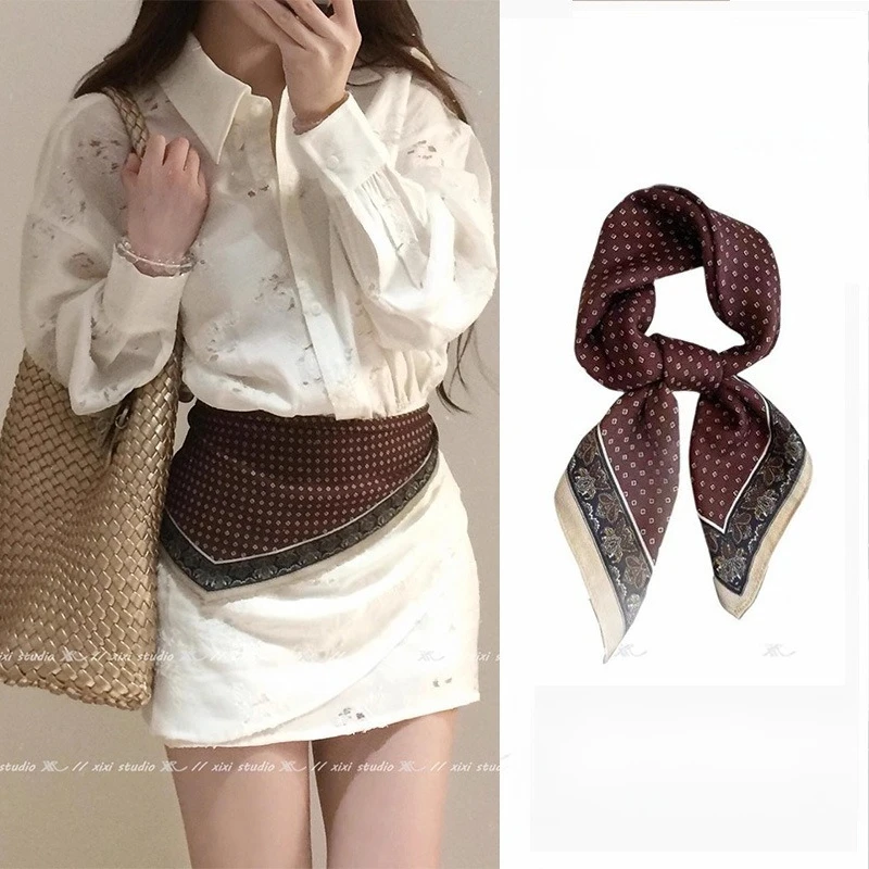 Polka Dot Satin Waist Scarf Vintage Women Wrap Belt Dress Up Decorative Lightweight Soft Non Slip Premium Quality Accessories