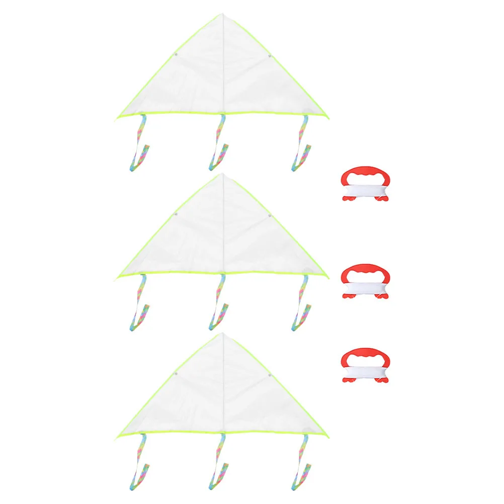 3 set Kids Diy Painting Kite White Blank Waterproof Fabric Outdoor Flying Long Tail Swivel Line Christmas Gift