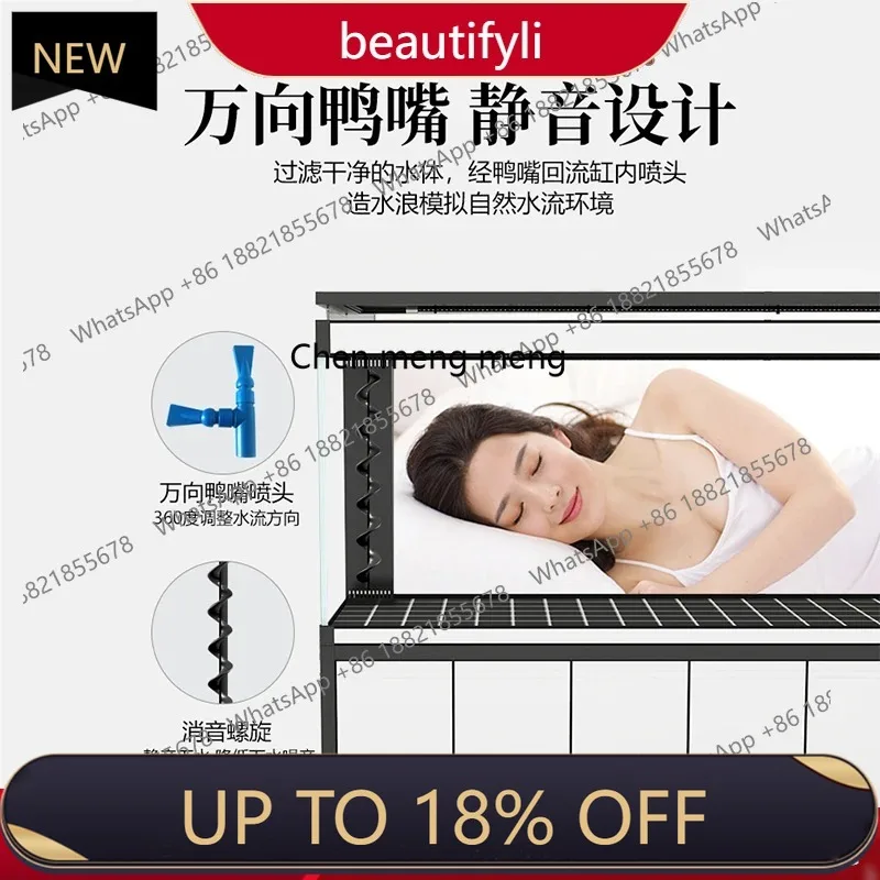 

P178 Fish tank living room ultra-white glass bottom filter water-free arowana tank silent medium and large aquarium